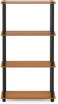 Furinno (99557BK/GY) Turn-N-Tube 4-Tier Multipurpose Shelf Display Rack - Black/Grey