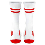 Classic Stripe Team Number Socks | Woven Mid-Calf | White & Red