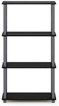 Furinno (99557BK/GY) Turn-N-Tube 4-Tier Multipurpose Shelf Display Rack - Black/Grey