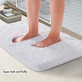 Office Marshal Bathroom Runner Rug Bath Mat 59"x20" Non-Slip Soft Long Shower Rug Plush Microfiber Water Absorbent Carpet Thick Shaggy Luxury Floor Mats, Machine Washable, White