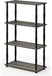 Furinno (99557BK/GY) Turn-N-Tube 4-Tier Multipurpose Shelf Display Rack - Black/Grey