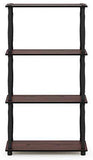 Furinno (99557BK/GY) Turn-N-Tube 4-Tier Multipurpose Shelf Display Rack - Black/Grey