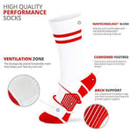 Classic Stripe Team Number Socks | Woven Mid-Calf | White & Red