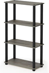 Furinno (99557BK/GY) Turn-N-Tube 4-Tier Multipurpose Shelf Display Rack - Black/Grey