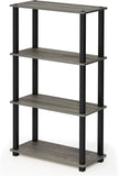 Furinno (99557BK/GY) Turn-N-Tube 4-Tier Multipurpose Shelf Display Rack - Black/Grey