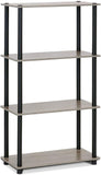 Furinno (99557BK/GY) Turn-N-Tube 4-Tier Multipurpose Shelf Display Rack - Black/Grey