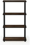 Furinno (99557BK/GY) Turn-N-Tube 4-Tier Multipurpose Shelf Display Rack - Black/Grey