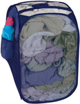 Smart Design Deluxe Mesh Pop Up Square Laundry Hamper w/ Side Pocket & Handles - VentilAir Fabric Collapsible Design - for Clothes & Laundry - Home - (Holds 2 Loads) (14 x 23 Inch) [Black]