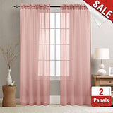 2 Panel Sheer Curtains White 84 inch Living Room Drapes Window Curtain Voile Sheers Linen Textured